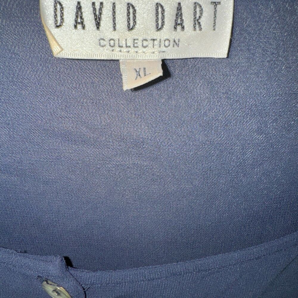 Vintage‎ Made In USA DAVID DART Top XL Button Up Long Sleeve Blue Sheer - Picture 3 of 4